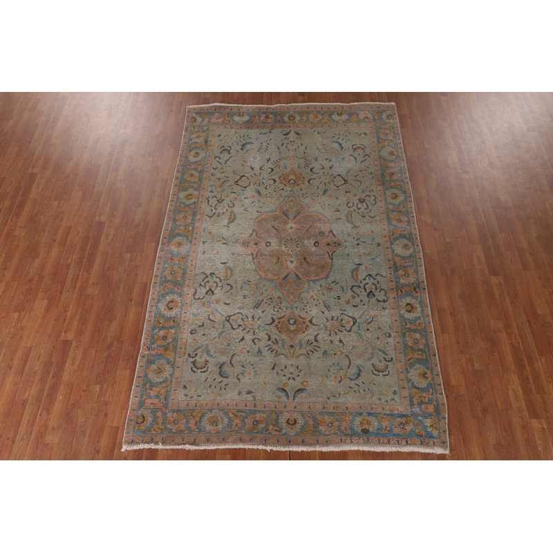 Tapis de salon traditionnel délavé surteint 6 x 10
