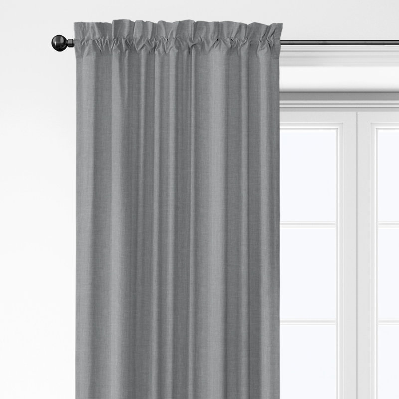 Shay Solid Gray Cotton Rod Pocket Drapery Panel Set of 2, 50" W x 108" L