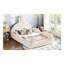 Lit plateforme rembourré double avec tête de lit en forme de lapin et poches de rangement latérales, beige