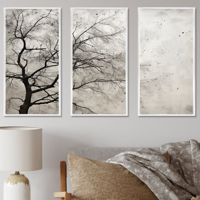 Minimalisme arbre blanc pin rêve I - ensemble d'art mural pin arbre