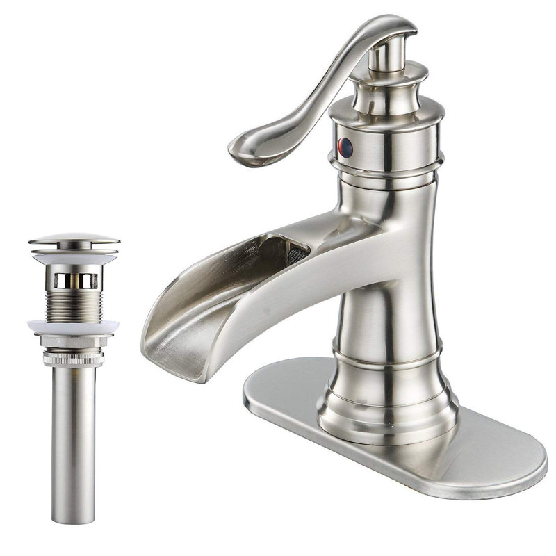 Single-Hole Single-handle Bathroom Faucet with Drain Assembly, Brushed Nickel