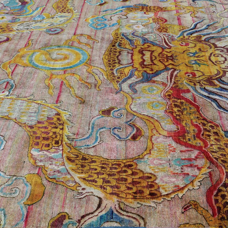 Gold Alchemy Contemporary Silk Rug - 7'11" x 8'7"