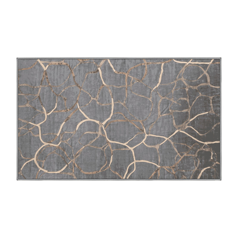 Machine Washable Gray Area Rug, Runner 2' x 5'