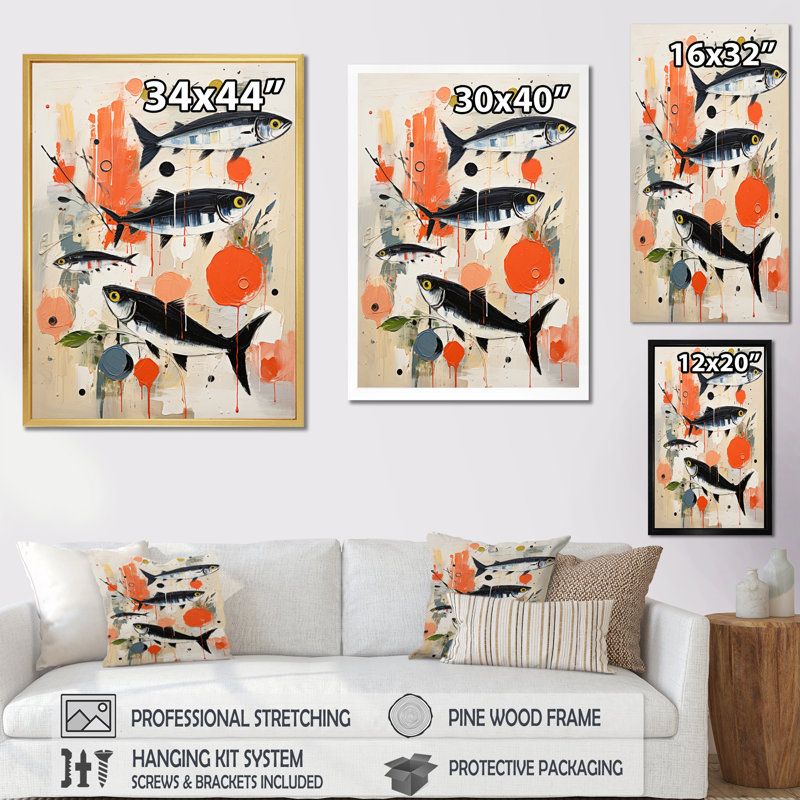 Fruits de mer Cuisine III sur toile, Cadre flottant noir, H 32 po x l 16 po x P 1 po
