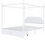 Lit plateforme à baldaquin en métal blanc pour grand lit avec tête de lit tapissier, 2 bacs de rangement et 2 armoires