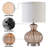 20.25” Brown Gourd Table Lamp With Glass Base And Linen Shade-1908594523