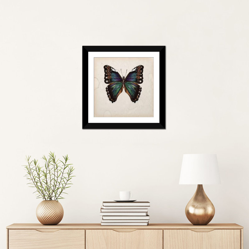 «Butterfly Study III», impression sur toile, Papier beaux-arts encadré noir, Blanc, H 16 po x l 16 po x P 1 po