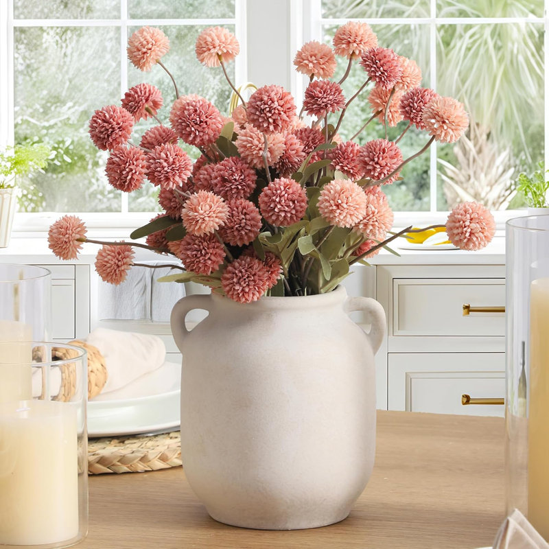 7.6" Handcrafted Rustic Ceramic Vase: Waterproof Decor for Fresh/Dried Flowers & Table Centerpieces