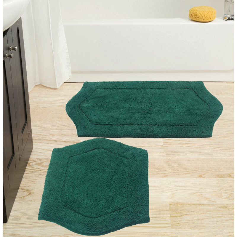 Ensemble de 2 tapis de bain Morissette (17 po x 24 po, 21 po x 34 po), Vert bouteille