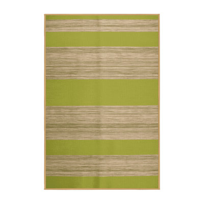 Tapis brun à rayures horizontales lavable à la machine