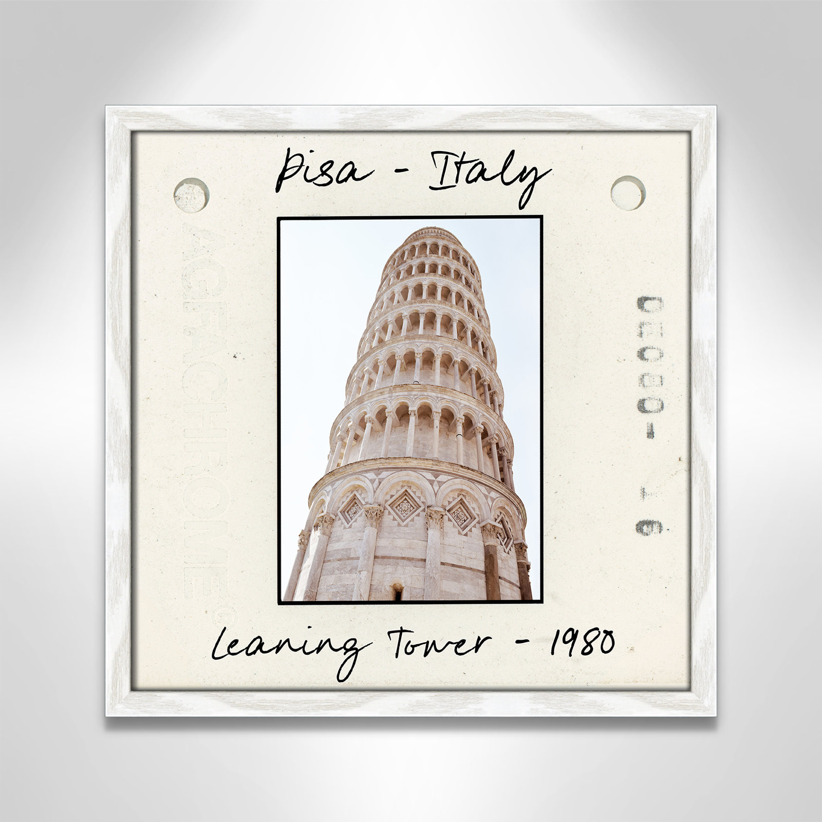 Pisa, Italy - Leaning Tower Print by Natalie Carpentieri, 17" H x 17" W x 0.75" D, White Single Picture Framed Paper