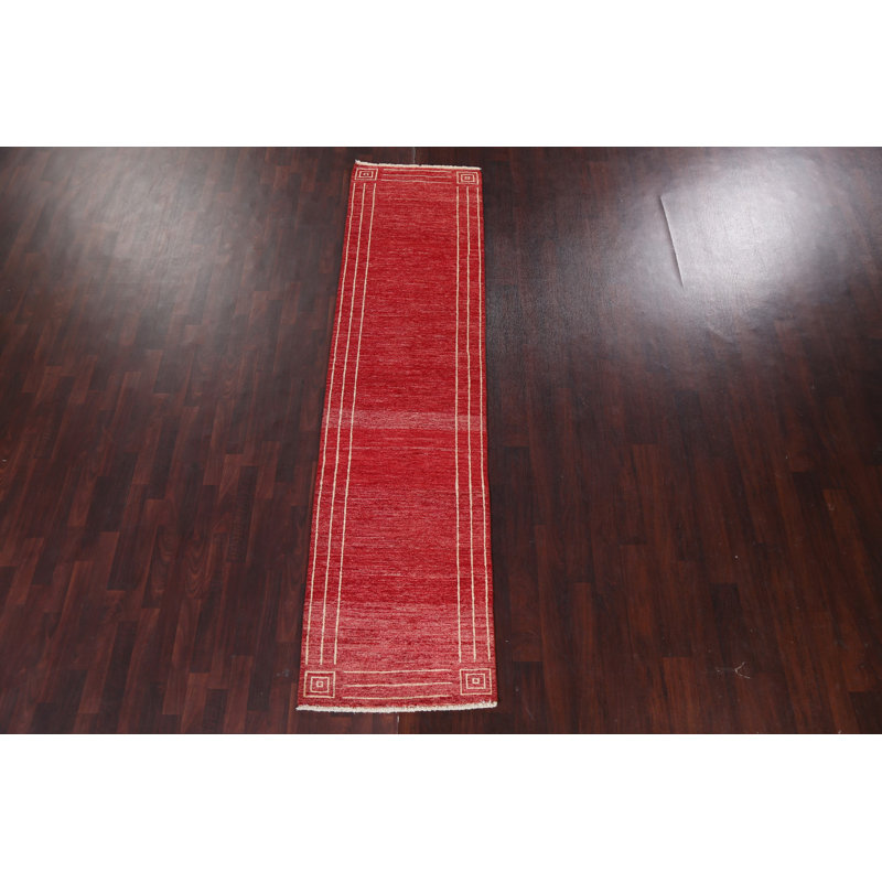 Red Gabbeh Runner Rug 3x10