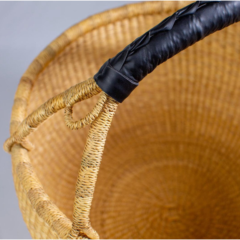 Bolga Handmade Wicker Decorative Basket, Black