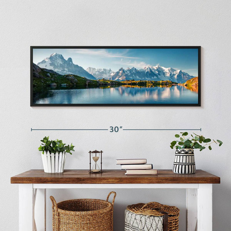Lac Blanc And Mont Blanc, 31" X 11", Floating Frame Black