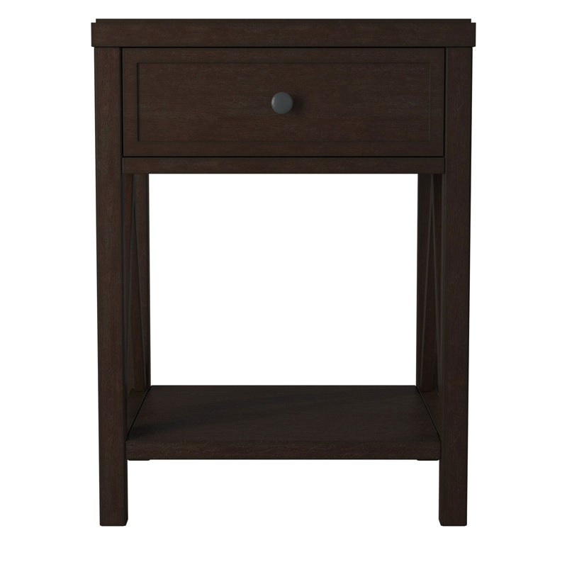 Table de chevet en bois Levinson, Marron