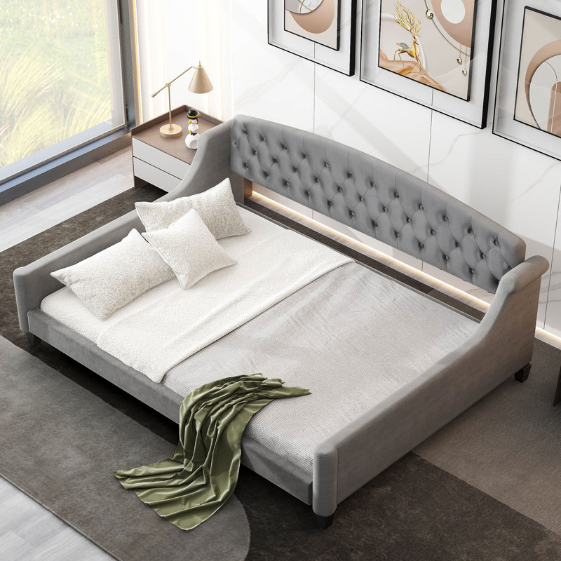 Modern Luxury Tufted Button Daybed, Gray, Full/Double