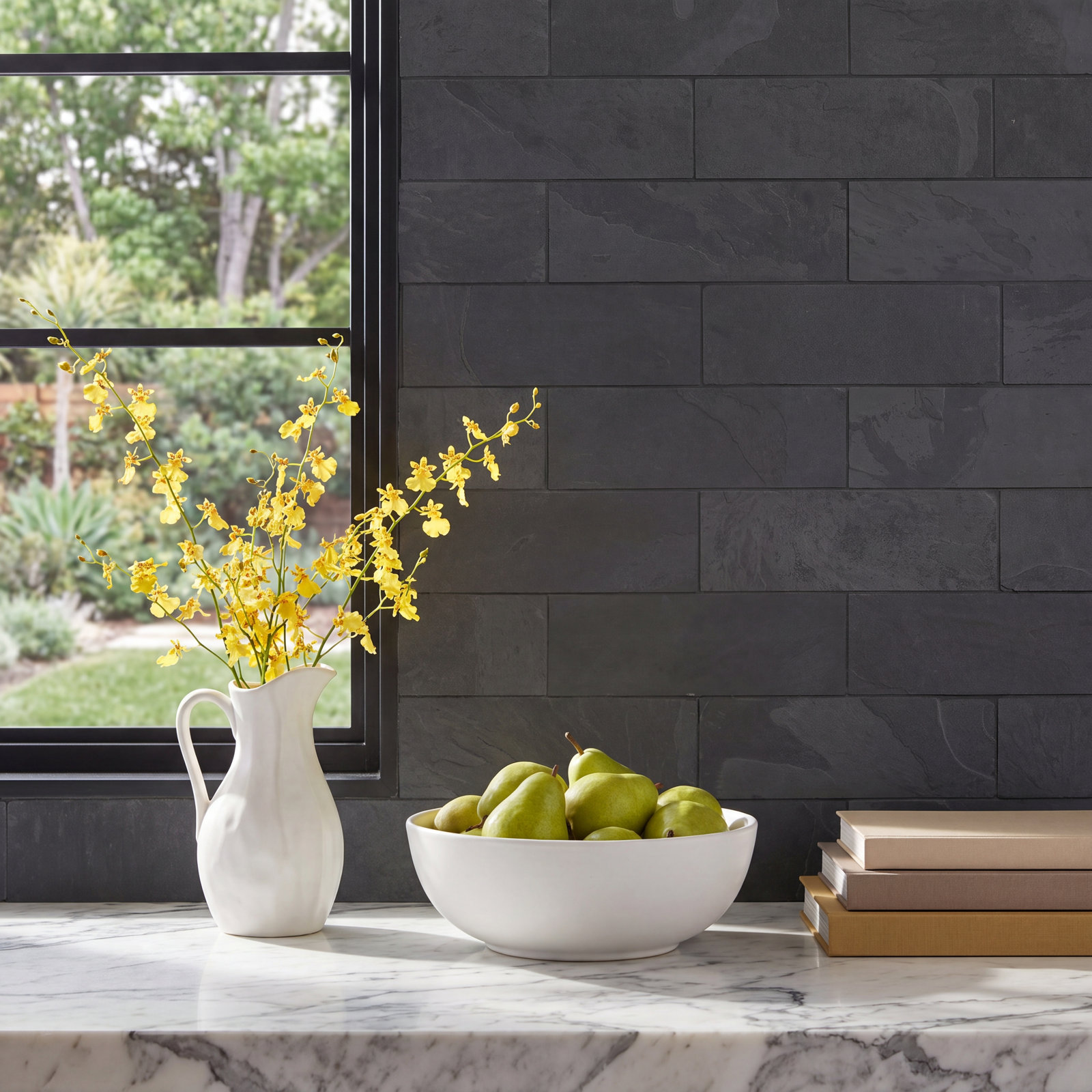 Camden 4" x 12" Gauged Slate Subway Tile, Charcoal