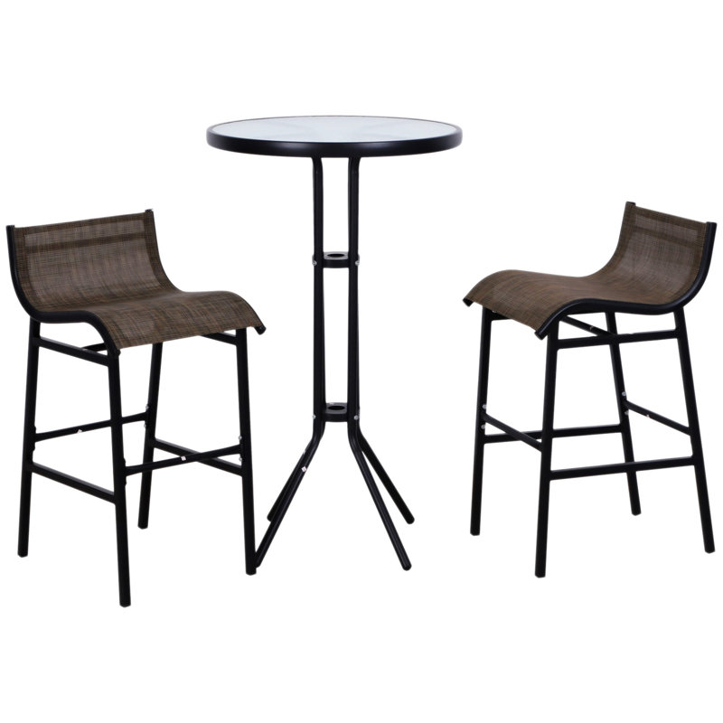 Outsunny 3 Piece Bar Height Outdoor Bistro Set For 2