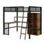 Lit mezzanine double en métal avec tablettes de rangement pour garde-robe de bureau intégrées