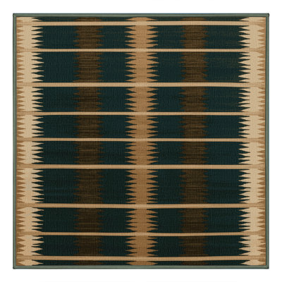 Washable Forest Green Cream Striped Area Rug