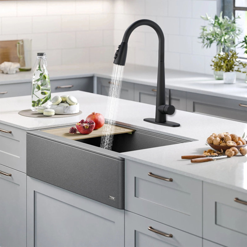 Interbath Pull Down Kitchen Faucet, Matte Black