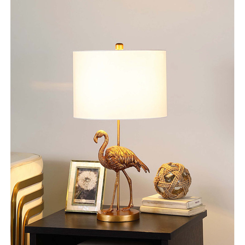 Lampe de table 26 po en résine flamant doré mat