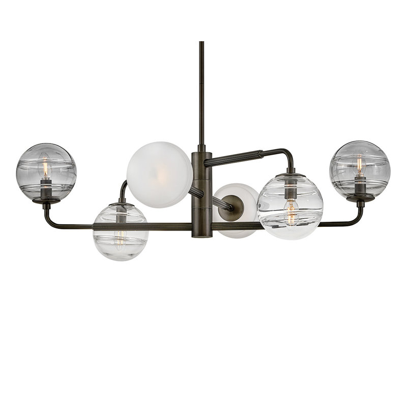 Oberon 6 - Light Steel Dimmable Square / Rectangle Chandelier