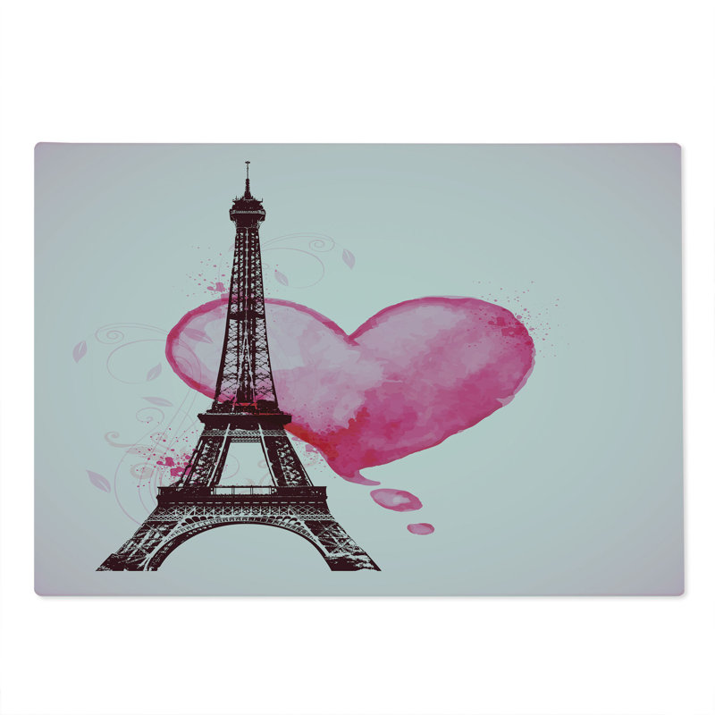 Planche à découper Ambesonne Tour Eiffel grande taille Romance Love Art fuchsia brun