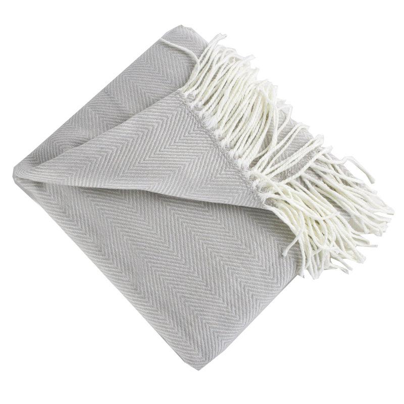 Jeté à franges Aqua, gris