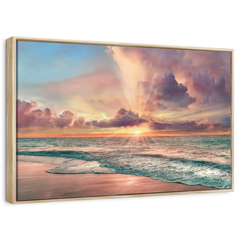 Plage de cuivre, Cadre flottant en bois naturel, 46 po x 31 po