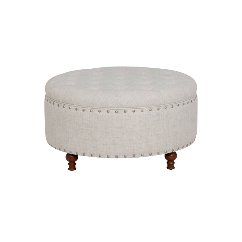 Gotelind Natural Round Storage Ottoman