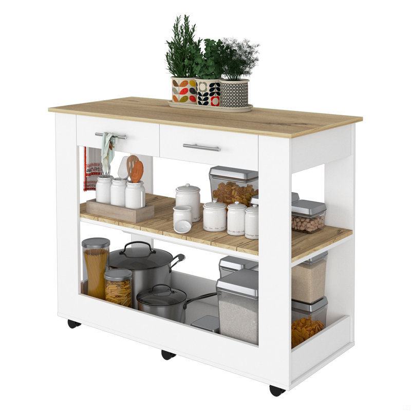 2-Drawer 2-Shelf Kitchen Island