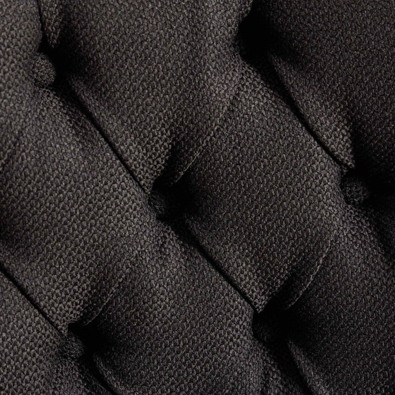 Almerinda Tufted Flax Upholstered Back Dining Chair, Black, Black