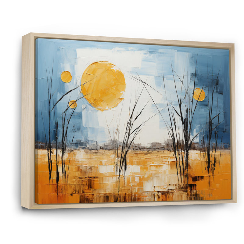 Jaune, bleu, prairies, or et ciel, sur toile, H 30 po x l 40 po x P 1,5 po, Cadre naturel flottant
