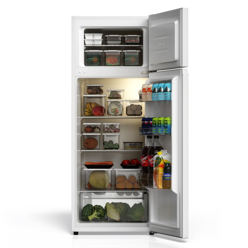 7.3 Cu. Ft. Double Door Refrigerator White with Freezer, White