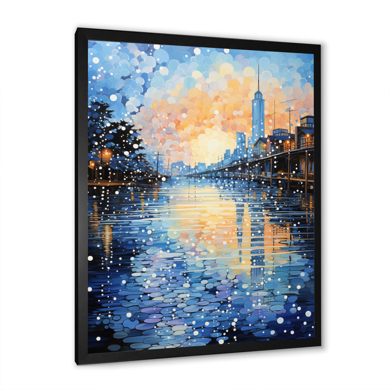 Comella Beach Photo Pier Reflections III sur toile, Cadre photo noir, H 32 po x l 24 po x P 1 po