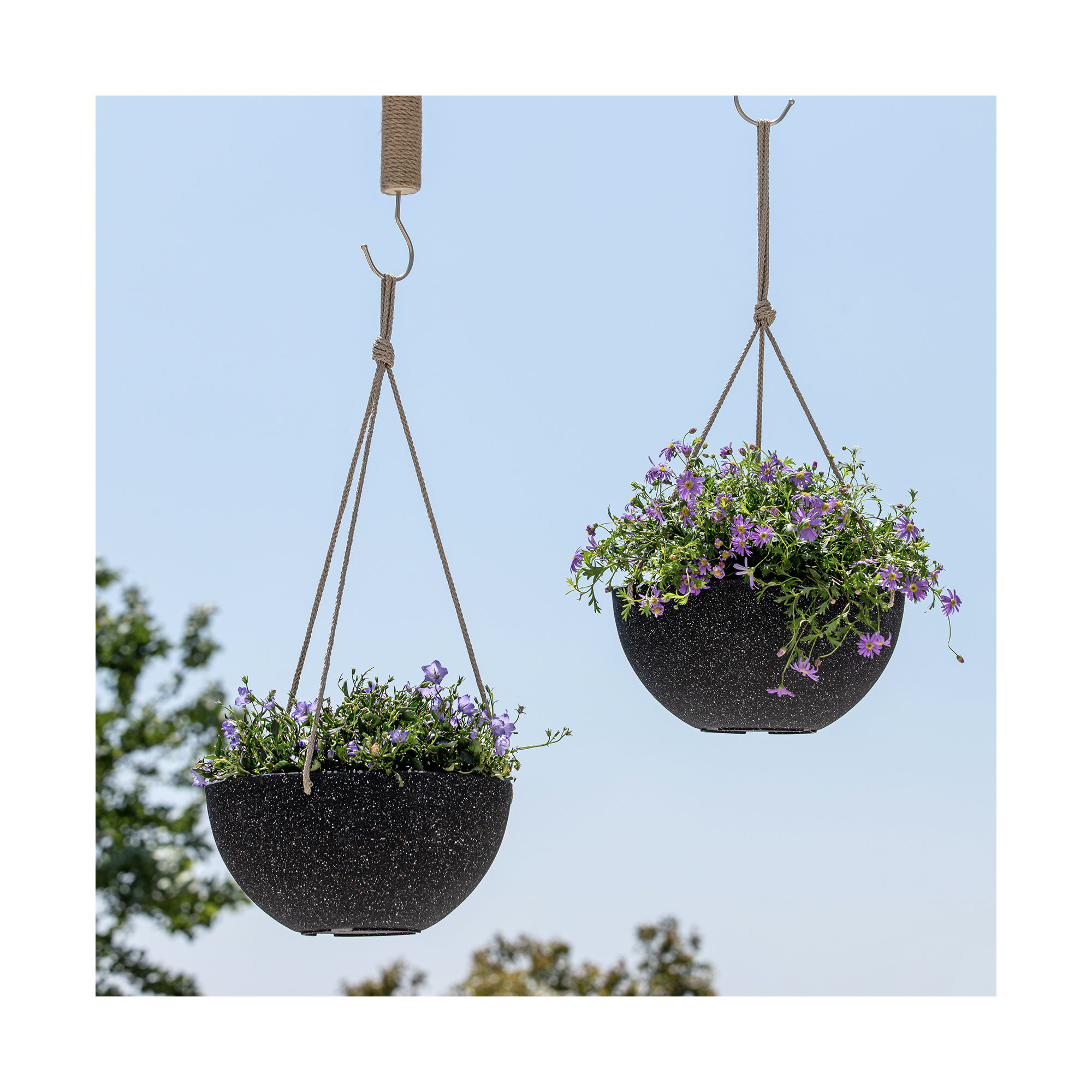 Boxdale Hanging Planter - Set of 2, Marble, 4.7" H x 10" W x 10" D