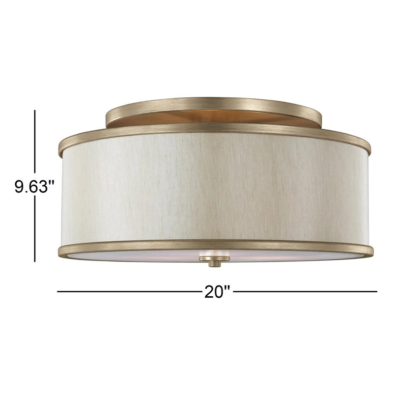 Elzira Linen Semi Flush Mount, Gold