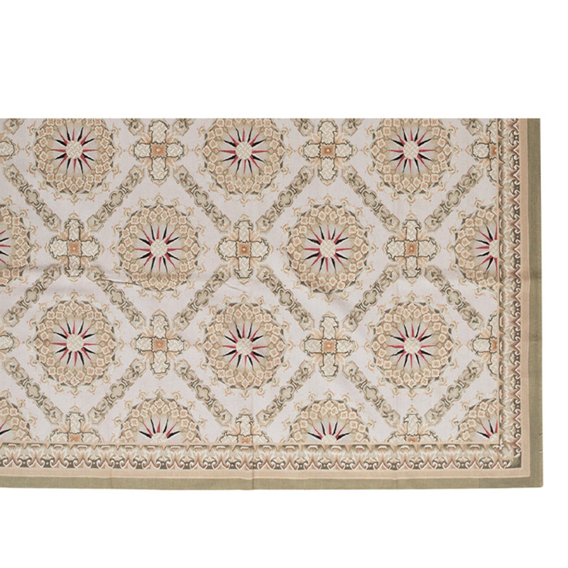 One-of-a-Kind High-Quality Hand-Knotted Area Rug in Tan/White/Pink/Green