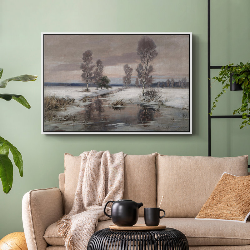 Paysage rétro - CCCLxxviii, H 27 po x l 41 po x P 2 po, Toile encadrée flottée blanche