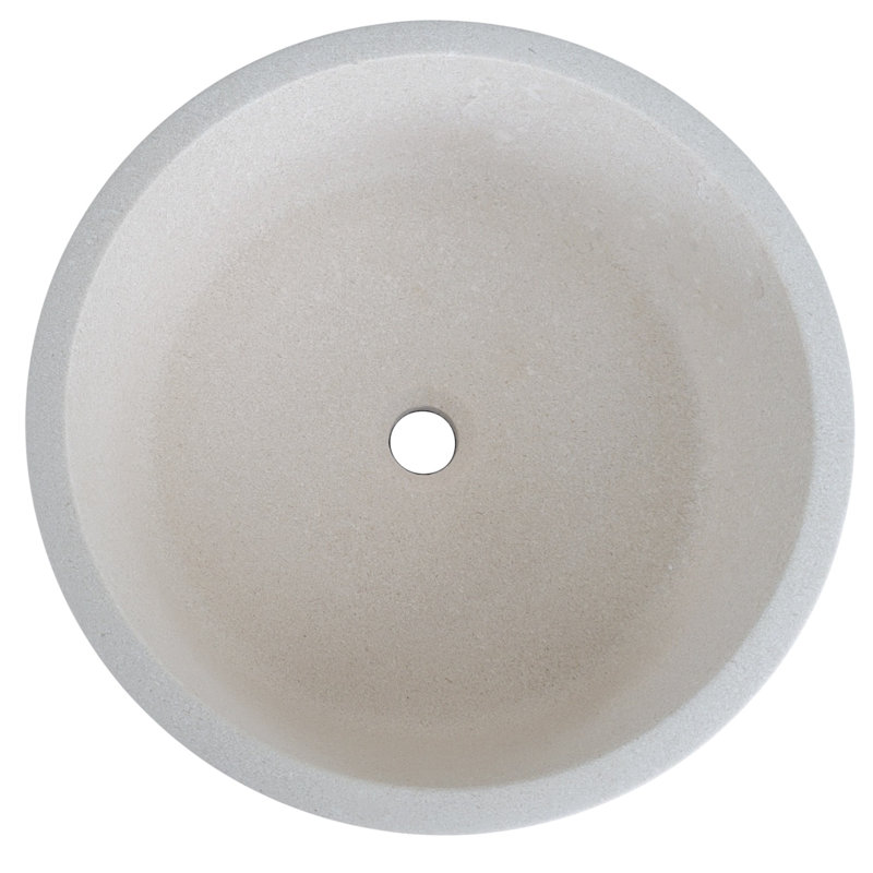 TashMart 16'' Stone Circular Bathroom Sink, Limestone