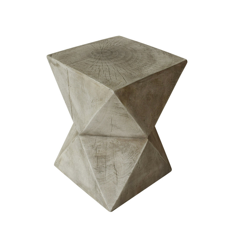 Rayfield MGO Modern Abstract Hourglass Side Table with Hand-Painted Finish for Indoor and Outdoor Use, Light Gray