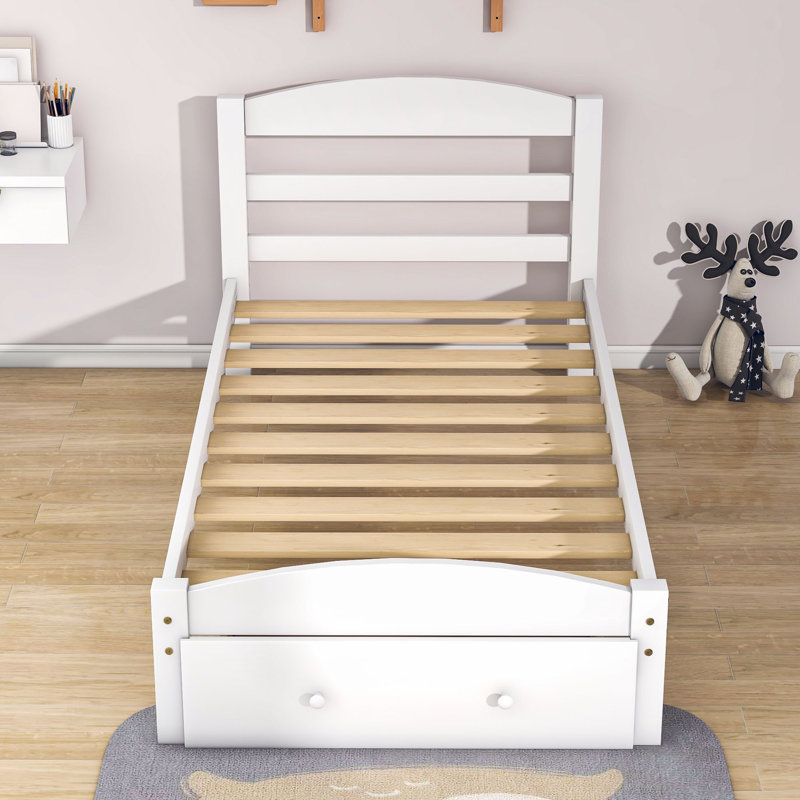 Gloriana Twin Low Profile Storage Platform Bed, White