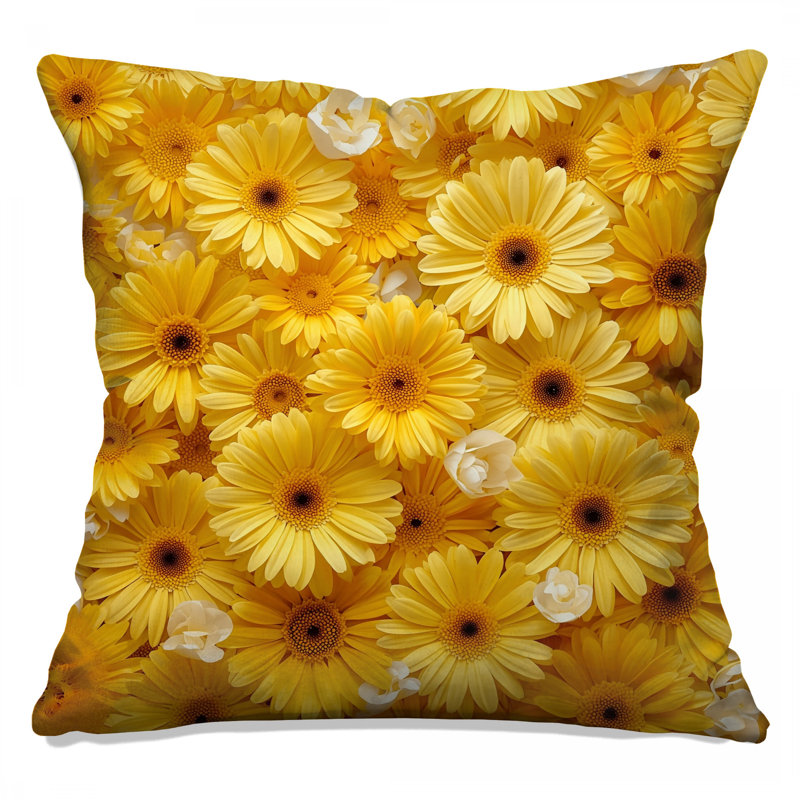 Yellow Gerbera Daisies Double Sided Throw Pillows, 18 x 18 inches