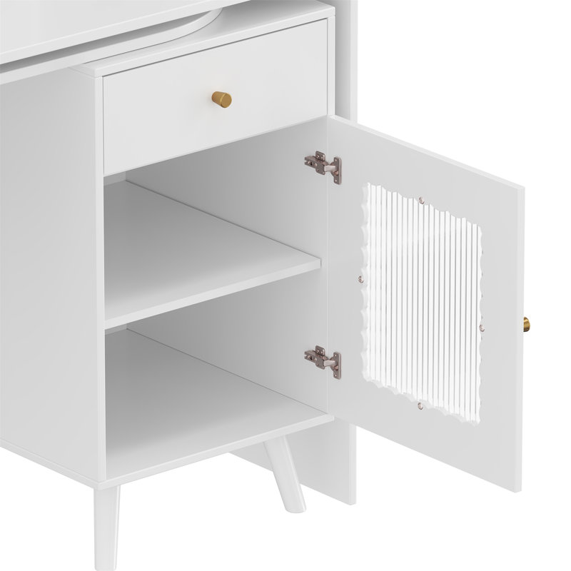 Versatile Computer Desk With 90-Degree Rotating Desktop – 43X70 Inch Office Desk With Storage Drawer, Cabinets And Shelves