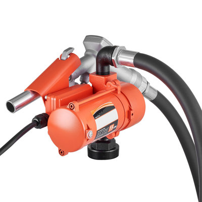 Fuel Transfer Pump, 12V DC 15 GPM, Cast Iron Diesel Transfer Pump Kit, with Manual Nozzle, Discharge Hose, Overheat Protection, Power Cable, Explosion-Proof, for Gasoline Diesel Kerosene & More