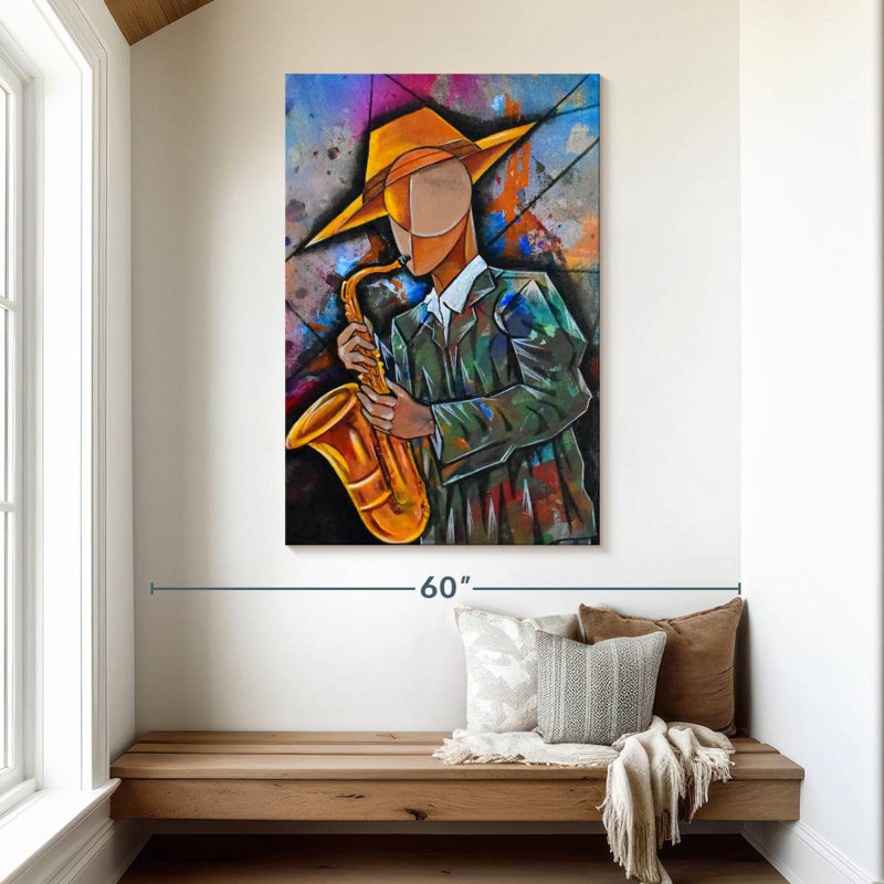 Abarca Cubism Saxophonist, H 48 po x l 32 po