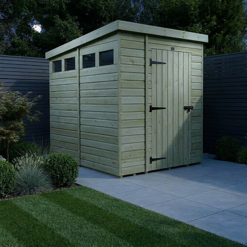 Total Sheds 6ft x 8ft Security Pent Shed - Heavy-Duty Hasp Staple Anti-Tamper - Pressure Treated Timber - UK Manufactured