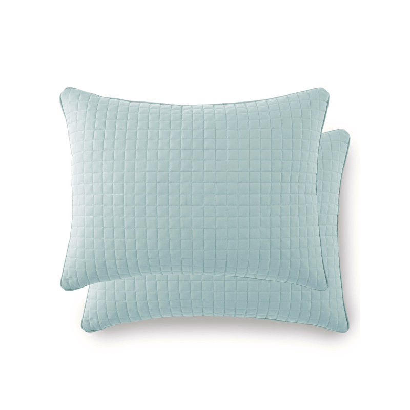 Ensemble de 2 taies décoratives matelassées en microfibre à bordure carrée et à bords passepoilés Southano, Bleu ciel