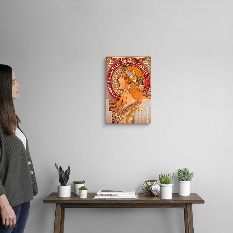 «Savonnerie de Bagnolet», affiche rétro, par Alphonse Mucha, par Alphonse Mucha, reproduction sur toile flottante